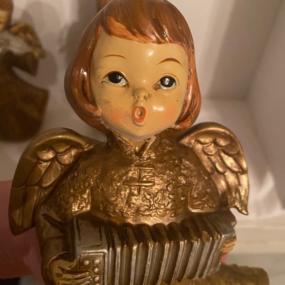 MCM Vintage Golden Musical Themed Angels set of 3 - Picture 8 of 10